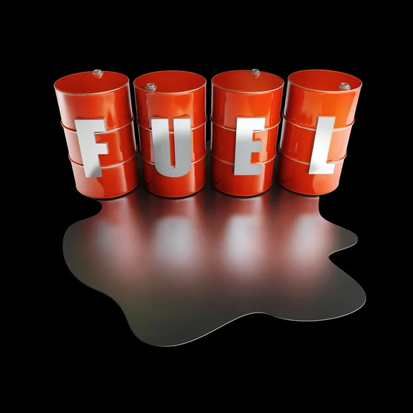 3D red FUEL barrels — Stock Photo, Image