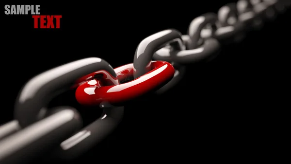 Chain with a red link — Stock Photo, Image