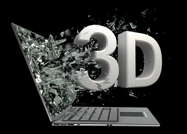 3D exit by a monitor of laptop screen. — Stock Photo, Image