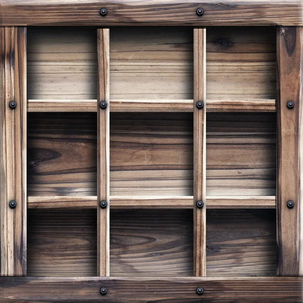 Empty wooden bookshelf background — Stock Photo, Image