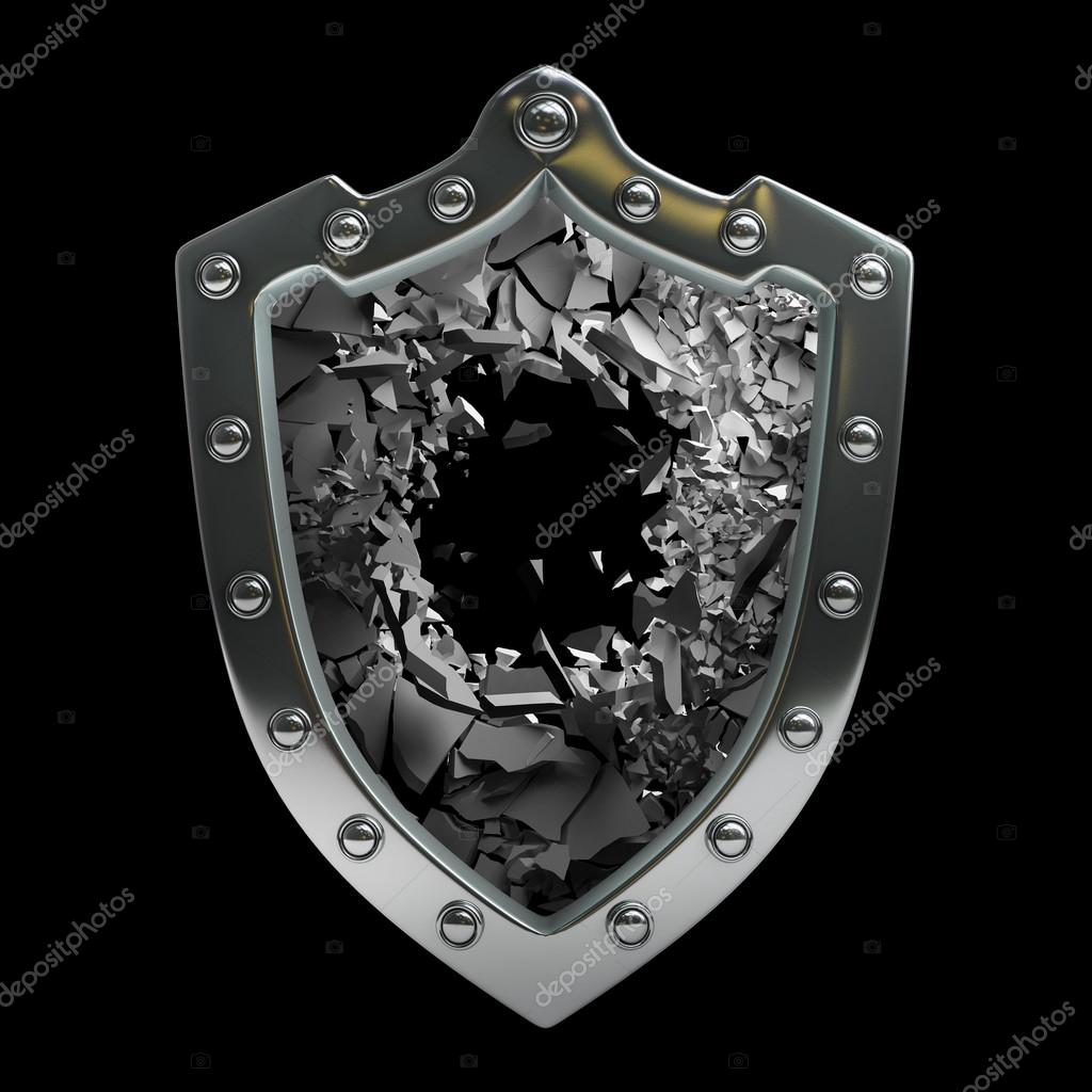 Escudo de seguridad roto con grieta — Foto de stock #32123517 © ADDRicky