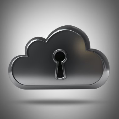 3D metal de bir anahtarla bulut.