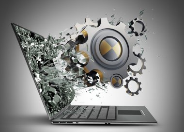dişli tekerlekli laptop ekran monitör tarafından çıkın