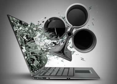 çıkış kart işareti laptop ekran monitör tarafından.