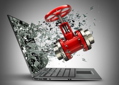 Kırmızı Vana çıkış laptop ekran monitör tarafından.