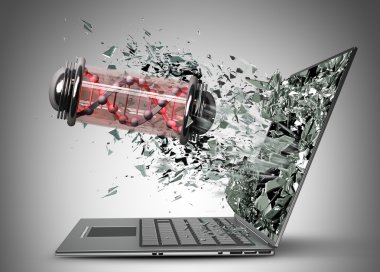 laptop ekran monitör tarafından virüs çıkış ile kapsül