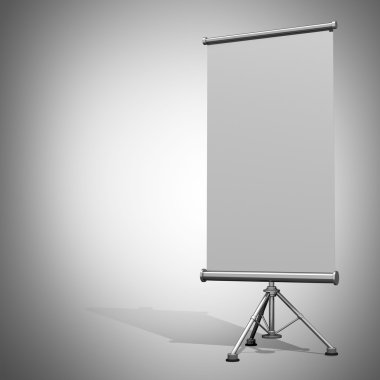 Boş projeksiyon perdesi ile tripod