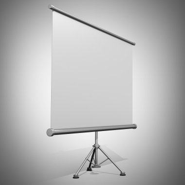 Boş projeksiyon perdesi ile tripod