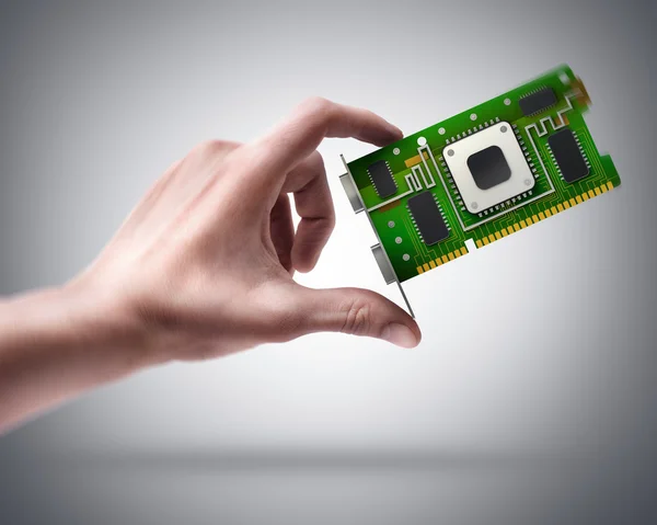 Hand holding graphic card GPU — Stock Photo, Image