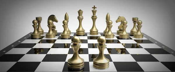 Golden chess pawns background — Stock Photo, Image