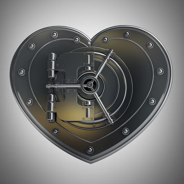 Silver heart safe — Stock Photo, Image