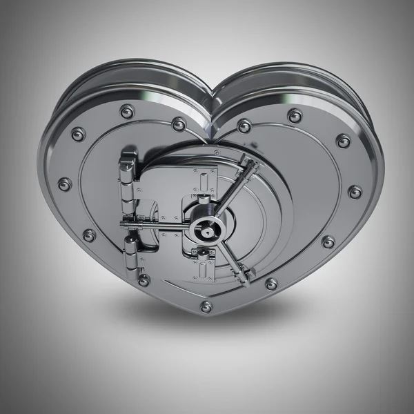 Silver heart safe — Stock Photo, Image