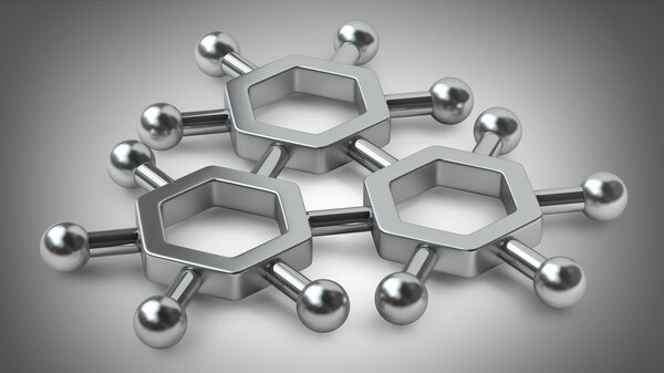 Silver glossy molecules structure
