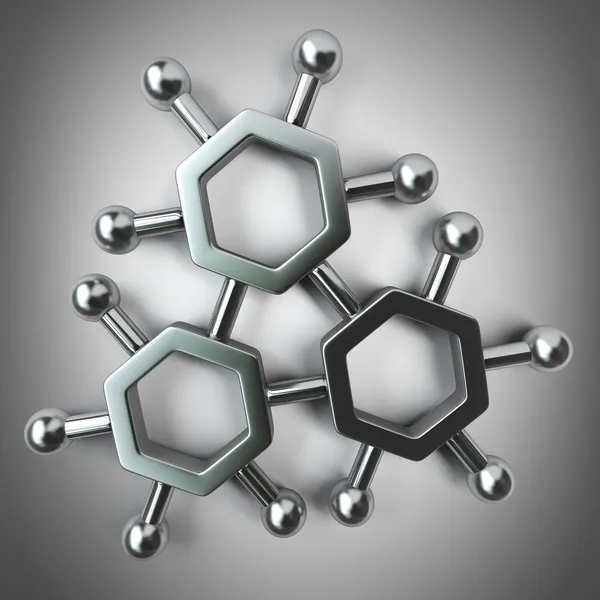 銀の光沢のある分子構造 — ストック写真