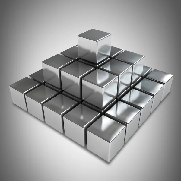 Pyramid with metal cubes — Stock Photo, Image