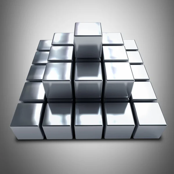 Piramide met metalen kubussen — Stockfoto