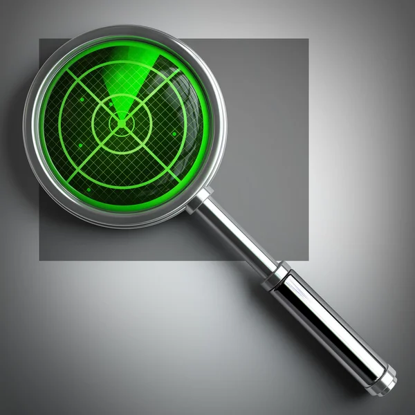 RADAR magnifying glass. — Stock Photo, Image