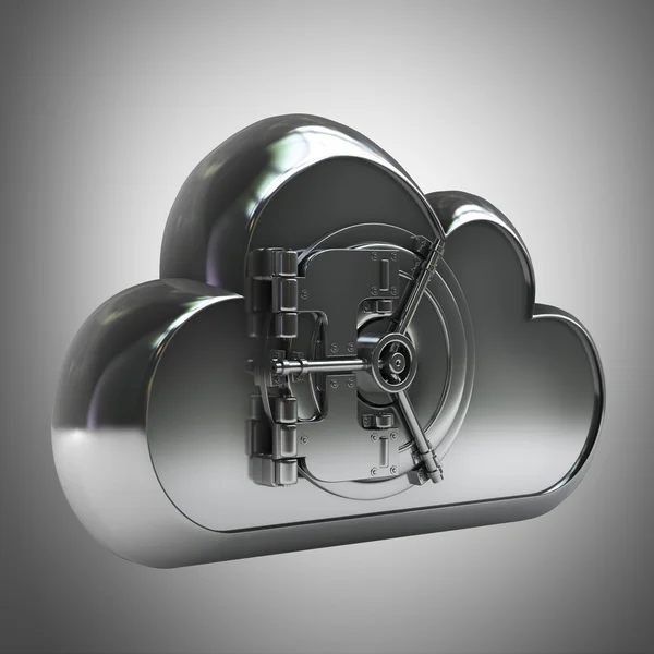 3d metal cloud with a door from the safe. — Stock Photo, Image