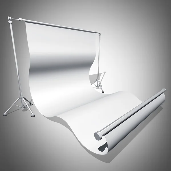 Blank studio background screen with tripod — Stock Photo, Image