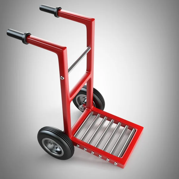 Empty red hand truck — Stock Photo, Image