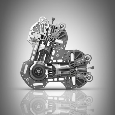 modern otomobil motoru kavramı.