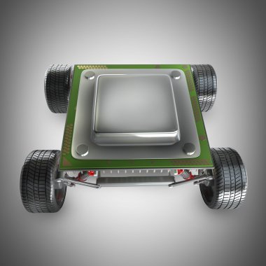 Büyük tekerlekler üzerinde merkezi işlem birimi