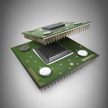 işlemci birimi cpu kavramı 3d render
