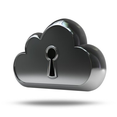 3D metal de bir anahtarla bulut.