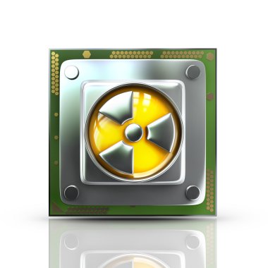 işlemci birimi radyasyon sembolü ile cpu.