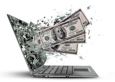 dizüstü ekran monitör tarafından dolar çıkış.