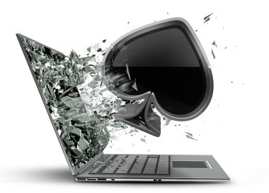 çıkış kart işareti laptop ekran monitör tarafından.