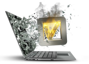 kene sembolü yanan simgesi çıkış laptop ekran monitör tarafından