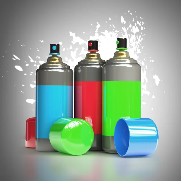 Color spray cans — Stock Photo, Image