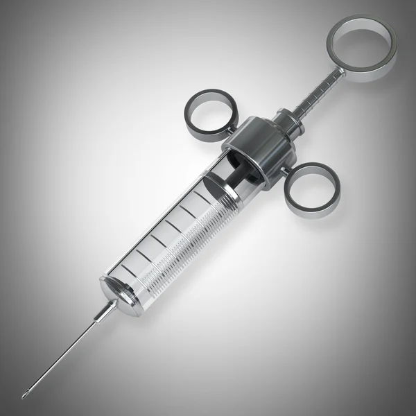 Metal glass syringe — Stock Photo, Image