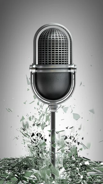 Retro microfoon en gebroken glas — Stockfoto