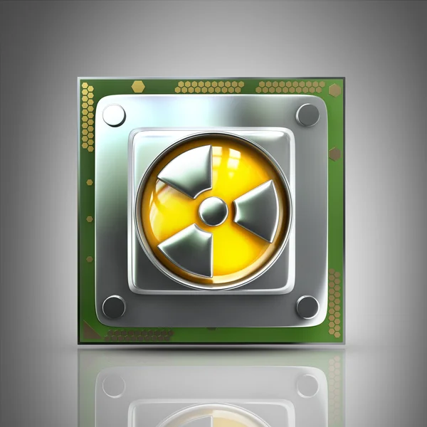 Processor unit CPU with radiation symbol — Stock Photo, Image
