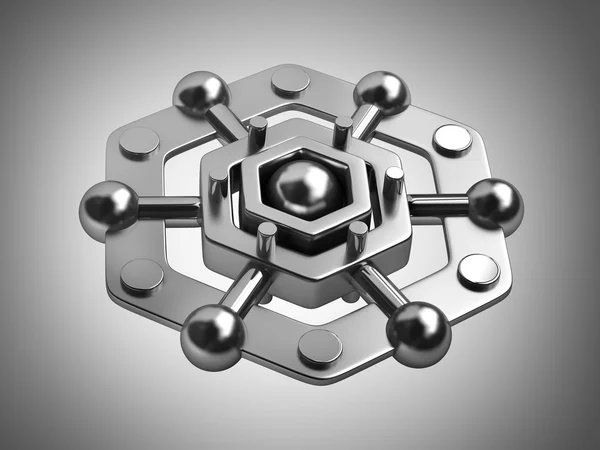 Silver glossy molecules structure — Stock Photo, Image