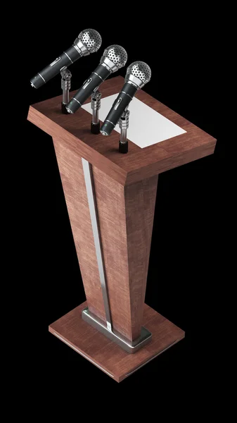 Holztribüne mit Mikrofon. — Stockfoto