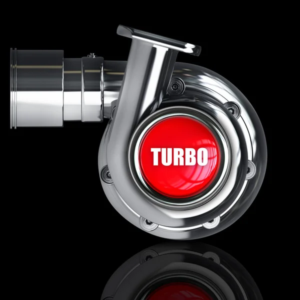 Steel turbocharger with red button — Stock Photo, Image