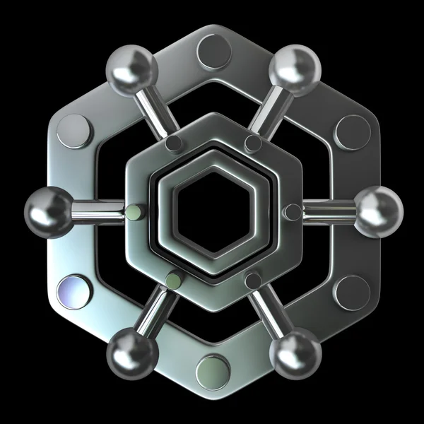 Estructura de moléculas brillantes en plata — Foto de Stock