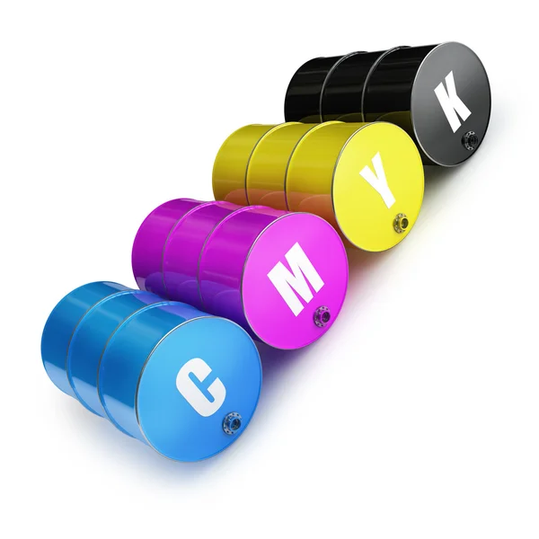 CMYK FUEL barrels — Stock Photo, Image