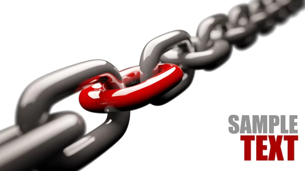 Chain with a red link — Stock Photo, Image