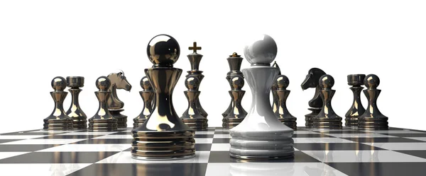 Black and white chess pawn background — Stock Photo, Image