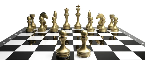 Golden chess pawns — Stock Photo, Image