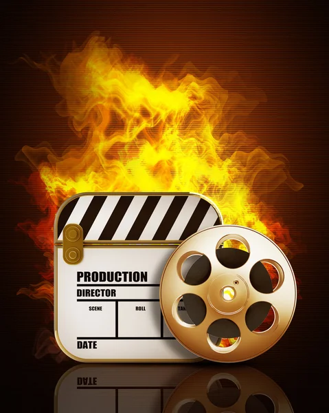 Film en klap bestuur films symbool in brand — Stockfoto