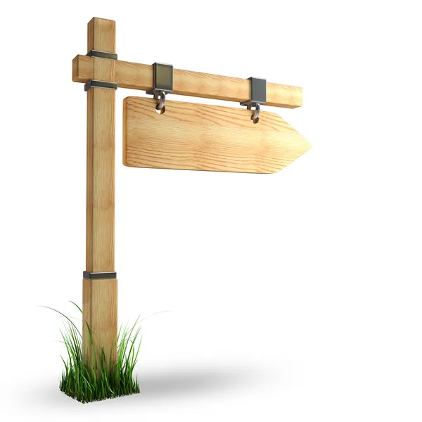 Wooden arrow - index on a column — Stock Photo, Image