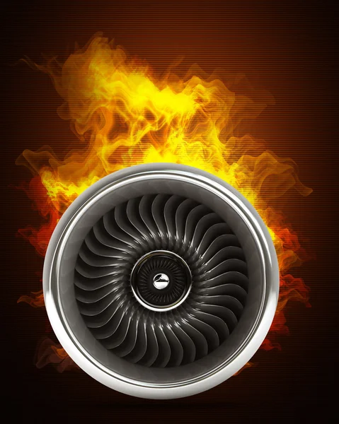 Jet motor içinde ateş — Stok fotoğraf