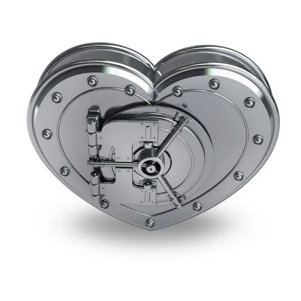 Silver heart safe — Stock Photo, Image