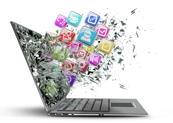 renk uygulama simgeleri ile dizüstü bilgisayar