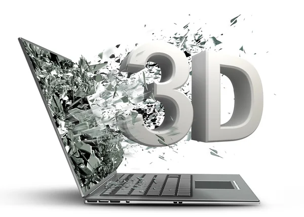 3D exit by a monitor of laptop screen — Stock Photo, Image